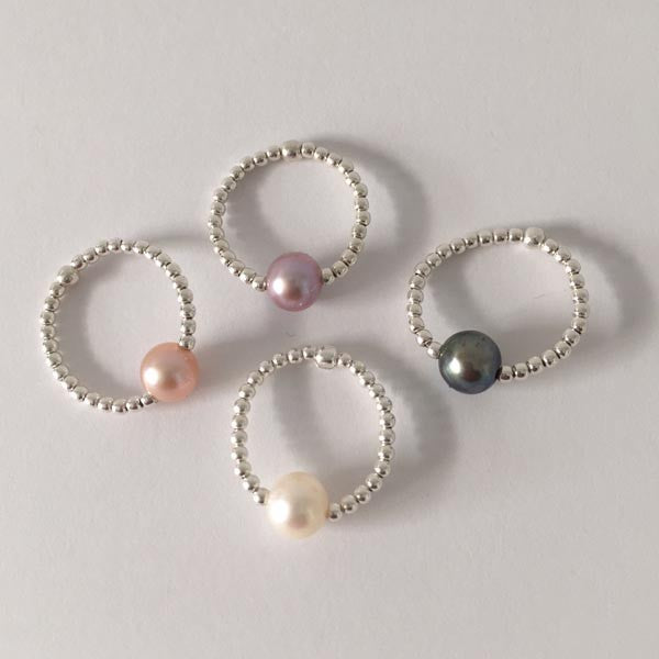 Bague minis perles argent Perle d'eau douce rose