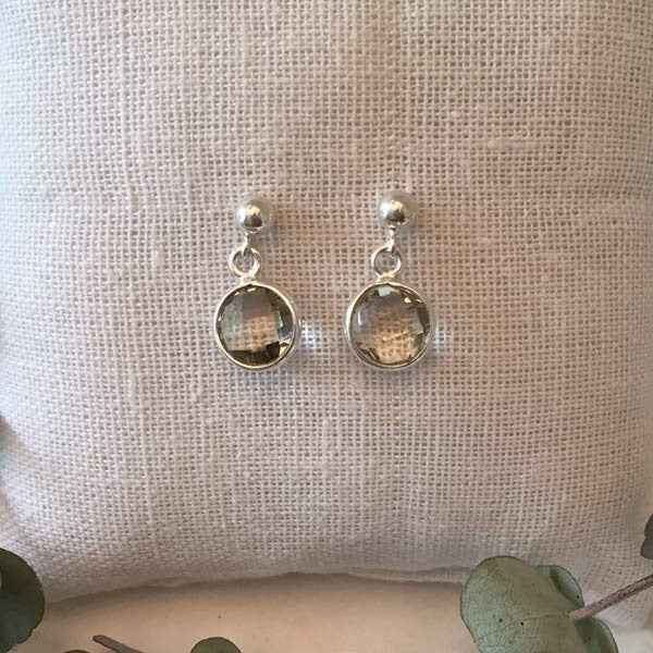 Silver quartz earrings