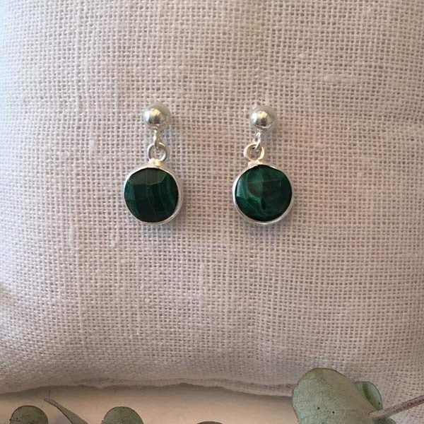 Malachite silver earrings