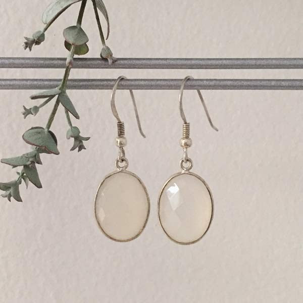 Large silver moonstone earrings