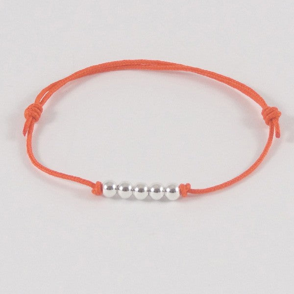 Bracelet enfant 5 petites Perles argent lisses  