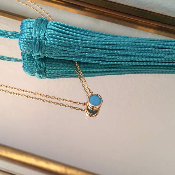 Gold plated chain necklace with small turquoise stone