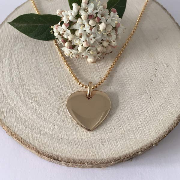 Gold plated chain necklace with heart medal