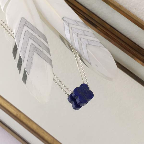 Silver chain necklace with lapis lazuli cross