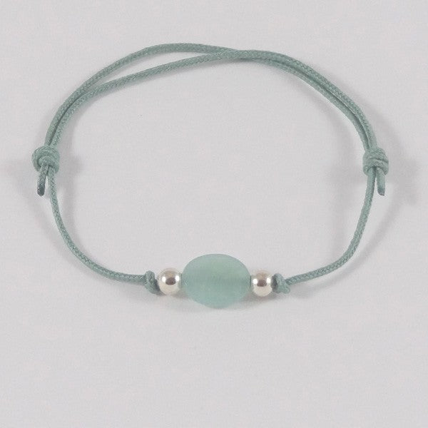 Bracelet petite pierre ovale Amazonite  perles argent 