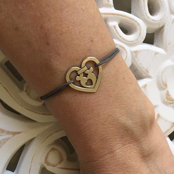 Baroque silver heart cord bracelet