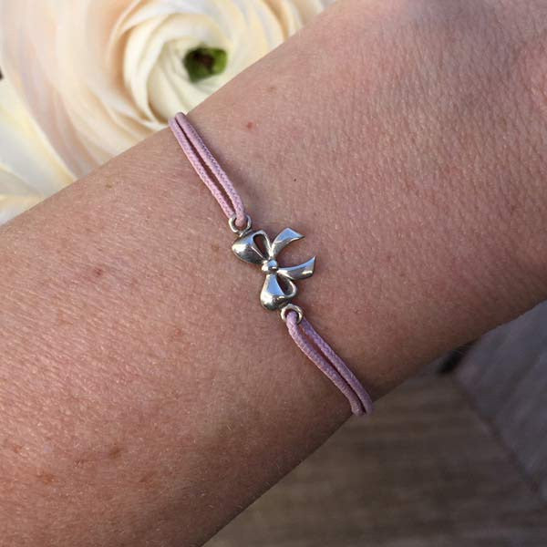 Small silver knot cord bracelet