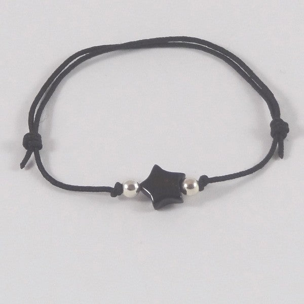 Bracelet petite pierre Etoile onyx perles argent 