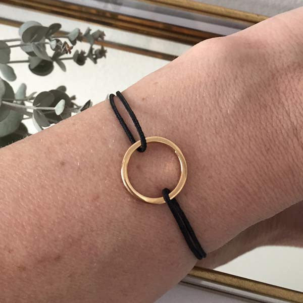 Gold plated square wire ring cord bracelet