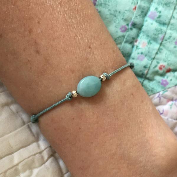 Children's bracelet amazonite oval silver beads