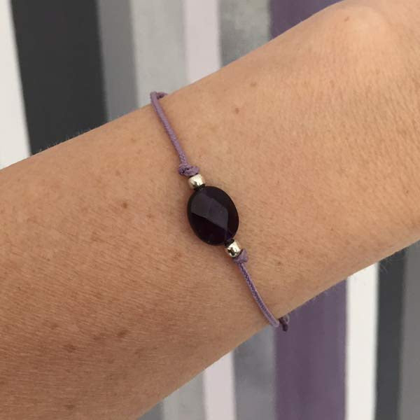 Children's bracelet amethyst oval silver beads