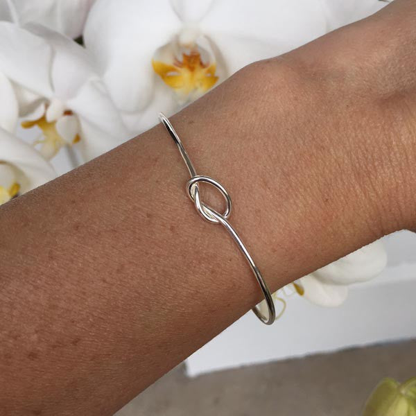 Fine silver knot bangle bracelet