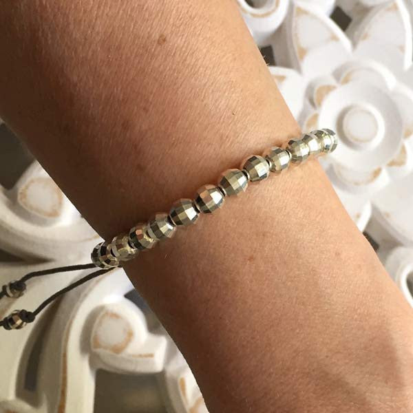 Bracelet Elise grosses perles argent facettées fermoir