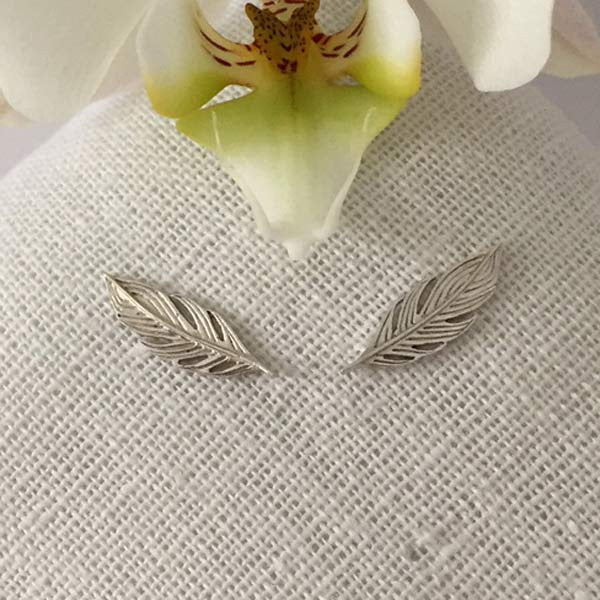 Silver feather earrings