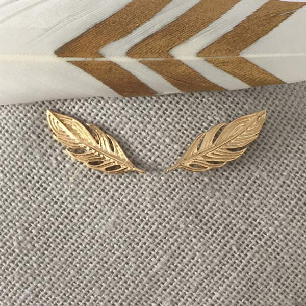 Gold plated feather earrings 