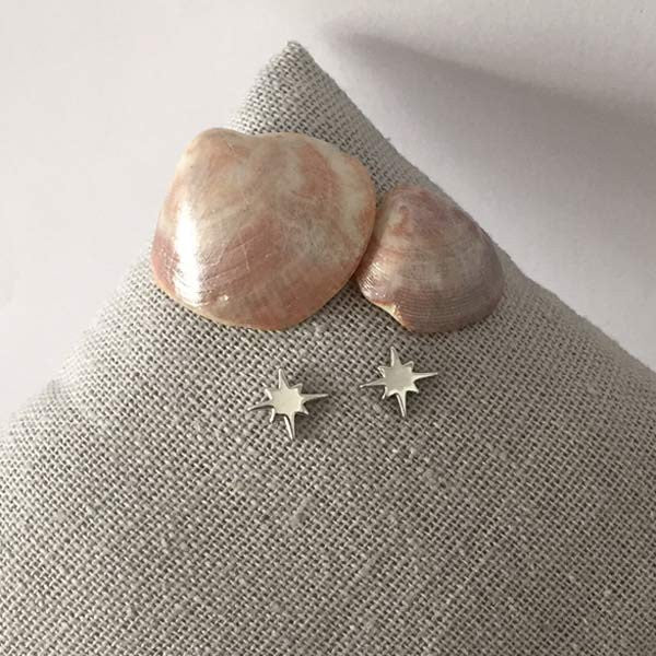 Small 6-pointed star earrings in silver 