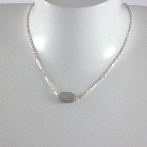 Collier chaine argent labradorite ovale facetée 