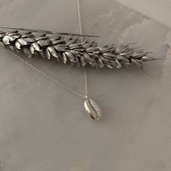 Small cowrie silver chain necklace