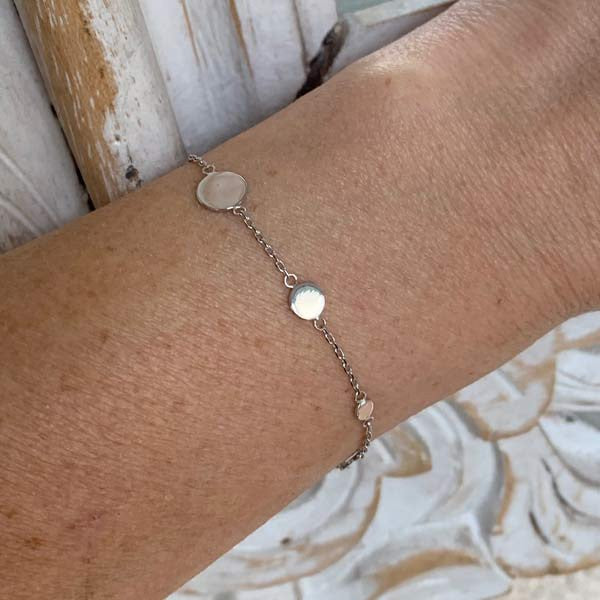 Bracelet chaine argent 7 mini pastilles