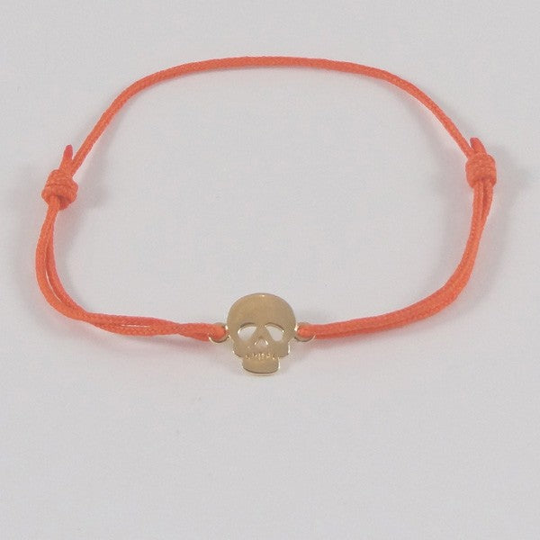 Gold plated mini skull cord bracelet