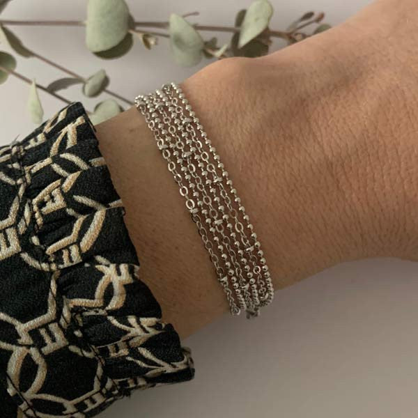 3-row silver chain bracelet