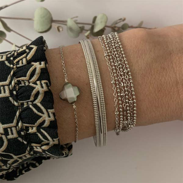 3-row silver chain bracelet