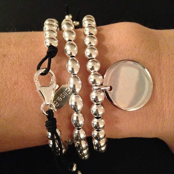 Elise bracelet with large silver beads and medal