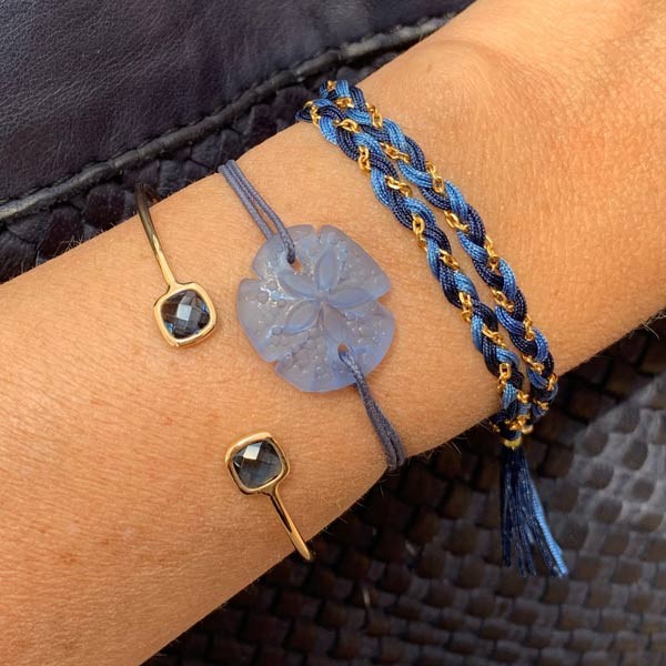 Bracelet cordon dollar de sable bleu clair