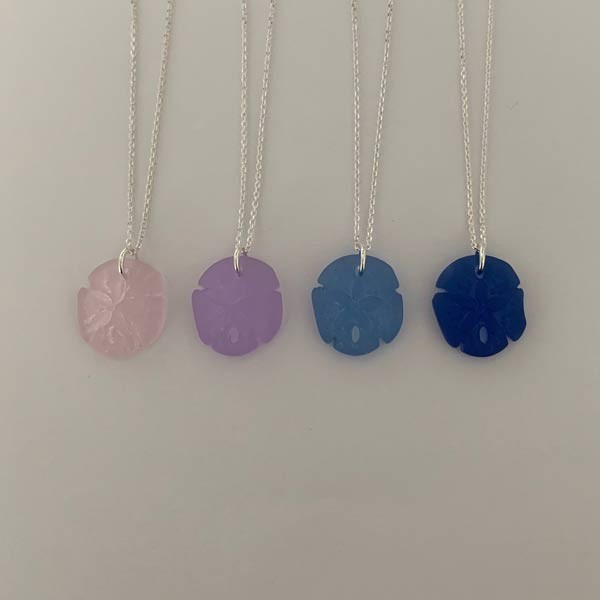 Blue Sand Dollar Silver Chain Necklace