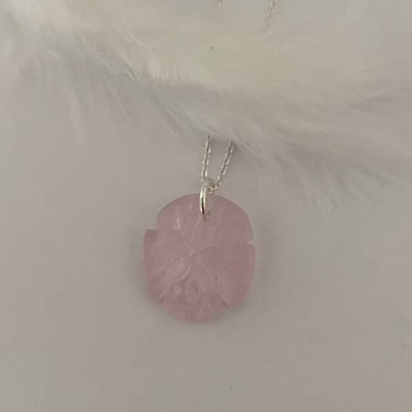 Pink Sand Dollar Silver Chain Necklace