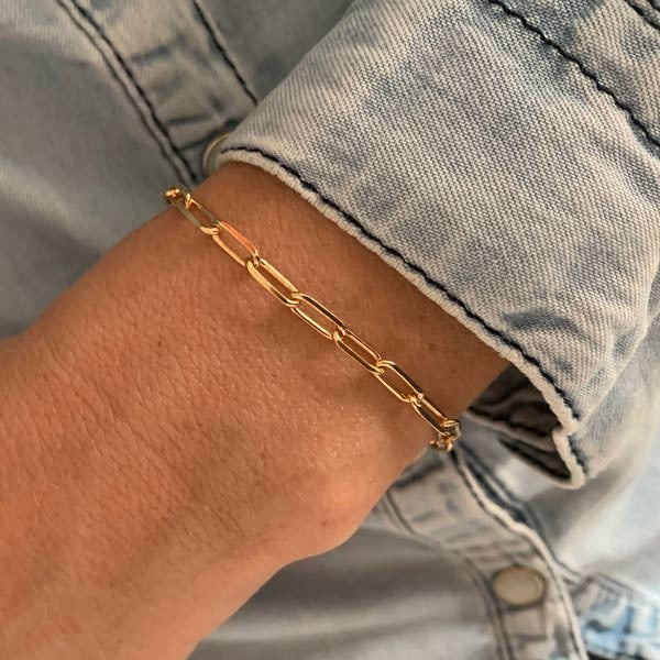 Rectangle gold plated chain bracelet 