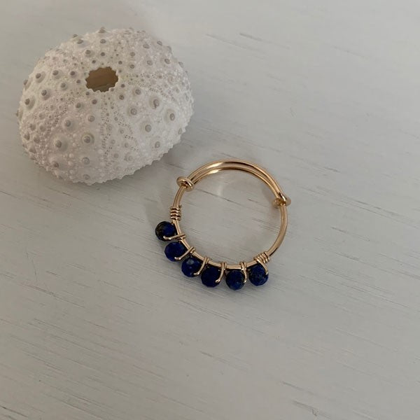 Fine gold filled lapis lazuli ring