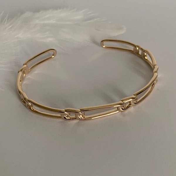 Gold plated link bangle bracelet