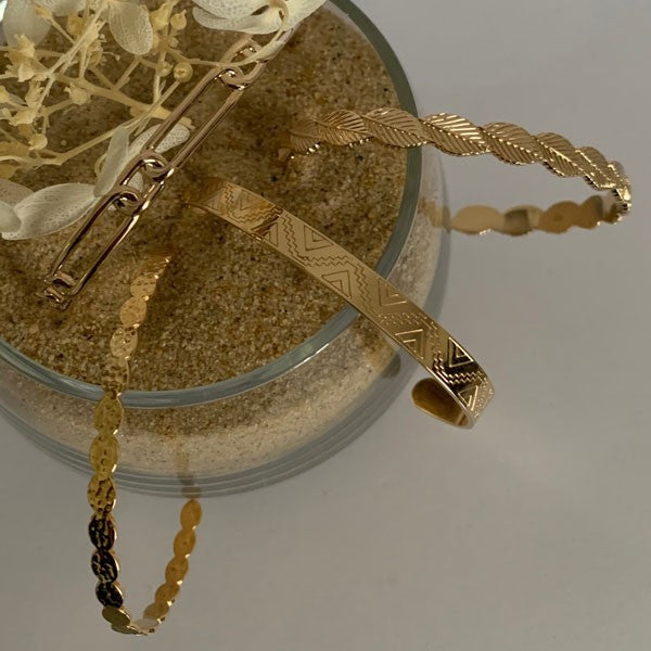 Gold plated link bangle bracelet