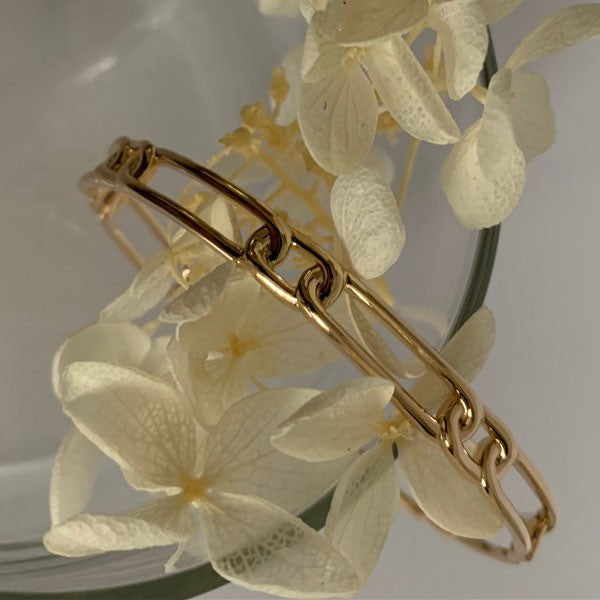 Gold plated link bangle bracelet