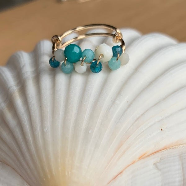 Thin gold filled ring with turquoise stones