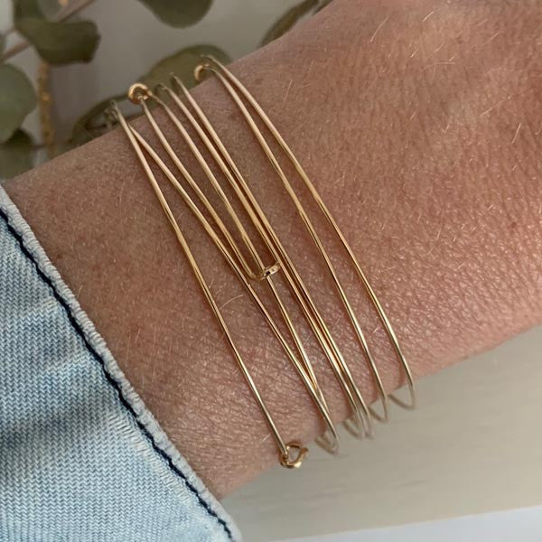 Gold filled thin bangle bracelet, weekly