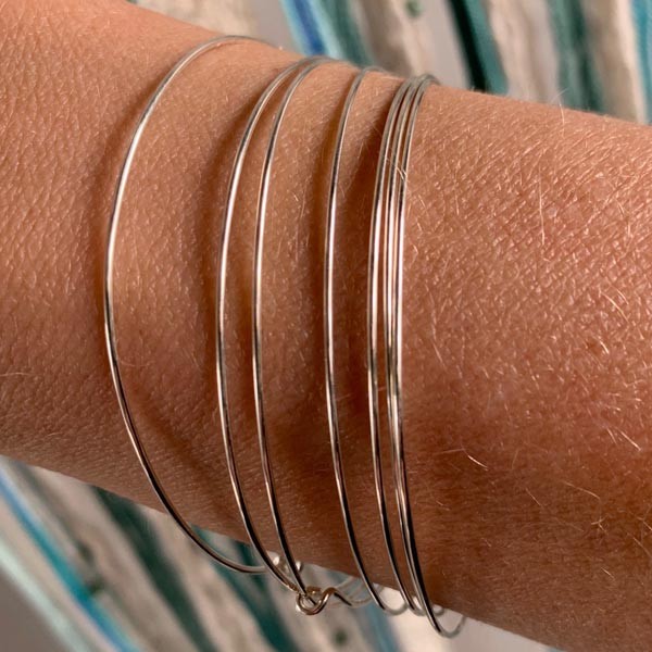 Fine silver weekly bangle bracelet