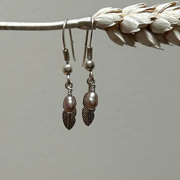 Silver feather earrings