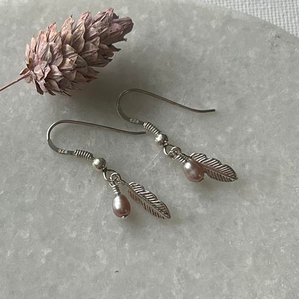 Silver feather earrings