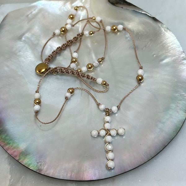 Gold plated chain necklace with oval faceted blue chalcedony